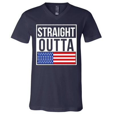 USA Straight Outta United States of America 4th of July V-Neck T-Shirt