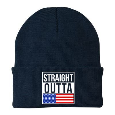 USA Straight Outta United States of America 4th of July Knit Cap Winter Beanie