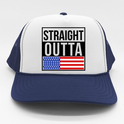 USA Straight Outta United States of America 4th of July Trucker Hat