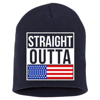 USA Straight Outta United States of America 4th of July Short Acrylic Beanie