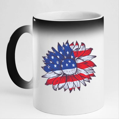 USA Sunflower 11oz Black Color Changing Mug