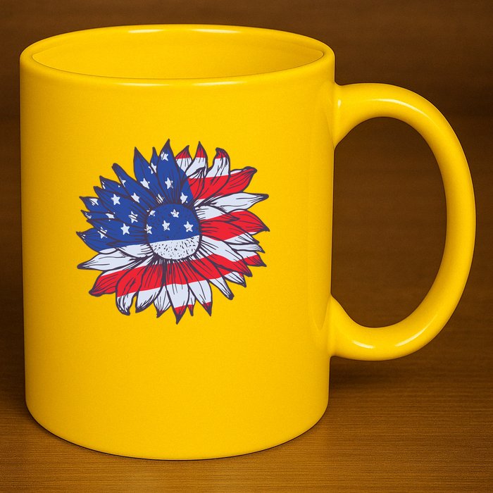 USA Sunflower 11oz C Handle Ceramic Mug