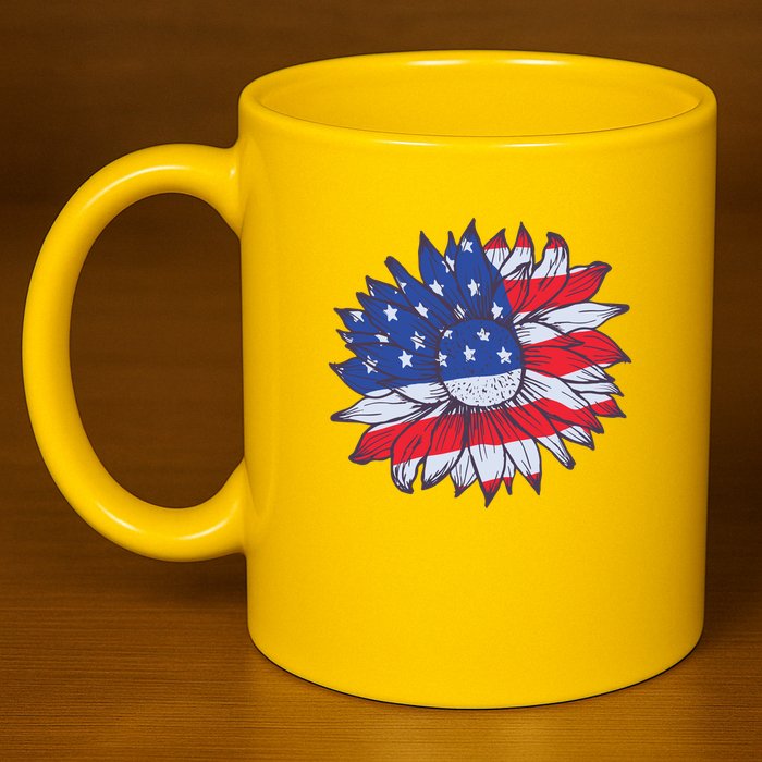 USA Sunflower 11oz C Handle Ceramic Mug
