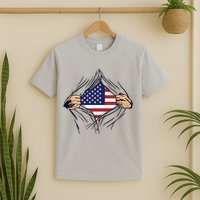 USA Superhero Ripped American Flag T-Shirt