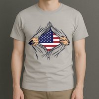USA Superhero Ripped American Flag T-Shirt