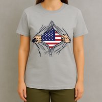 USA Superhero Ripped American Flag T-Shirt