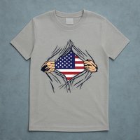 USA Superhero Ripped American Flag T-Shirt