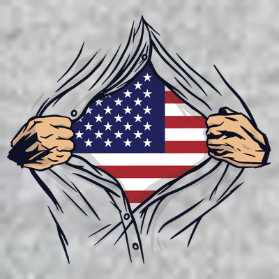 USA Superhero Ripped American Flag T-Shirt