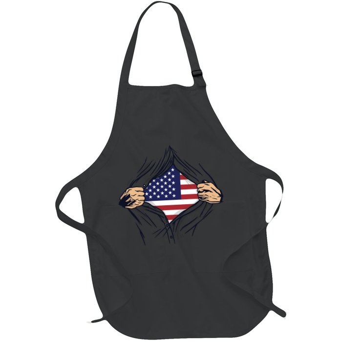 USA Superhero Ripped American Flag Apron