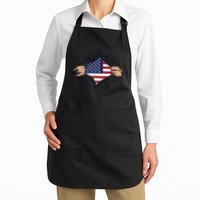USA Superhero Ripped American Flag Apron