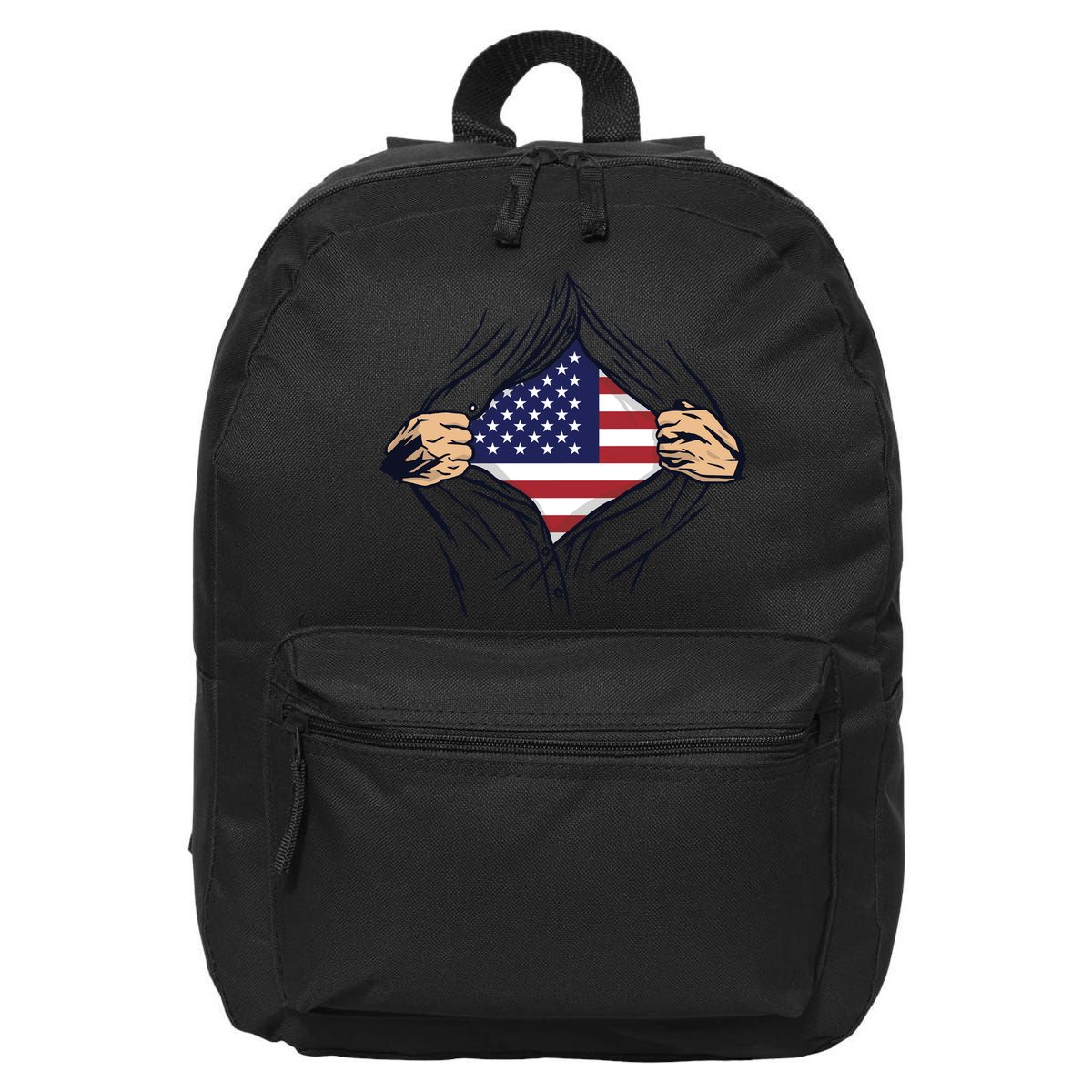 USA Superhero Ripped American Flag 16 in Basic Backpack