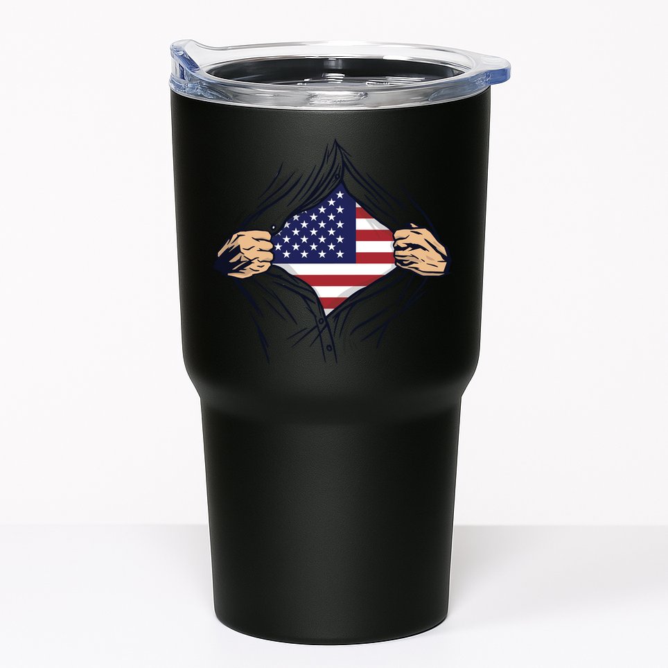 USA Superhero Ripped American Flag Tumbler