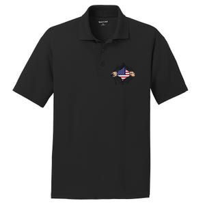 USA Superhero Ripped American Flag PosiCharge RacerMesh Polo