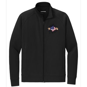 USA Superhero Ripped American Flag Stretch Full-Zip Cadet Jacket