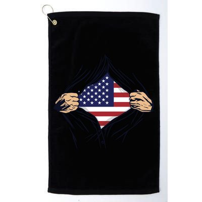USA Superhero Ripped American Flag Golf Towel