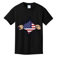 USA Superhero Ripped American Flag Kids T-Shirt