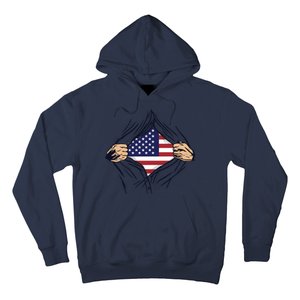 USA Superhero Ripped American Flag Hoodie