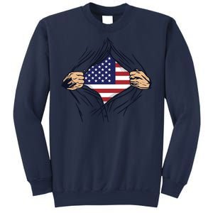 USA Superhero Ripped American Flag Sweatshirt