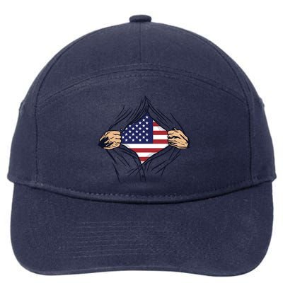 USA Superhero Ripped American Flag 7-Panel Snapback Hat