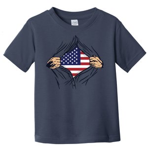 USA Superhero Ripped American Flag Toddler T-Shirt