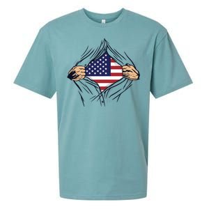 USA Superhero Ripped American Flag Sueded Cloud Jersey T-Shirt