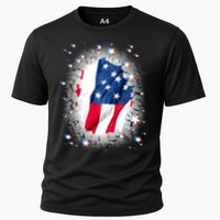 USA Torn Star American Flag Cooling Performance Crew T-Shirt