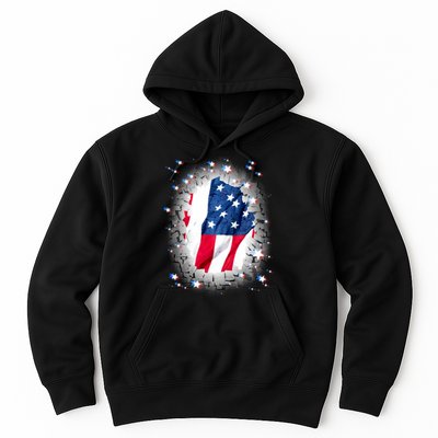 USA Torn Star American Flag Hoodie