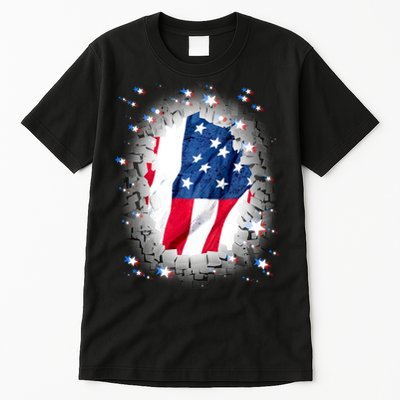 USA Torn Star American Flag Tall T-Shirt