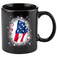 USA Torn Star American Flag 11oz C Handle Ceramic Mug