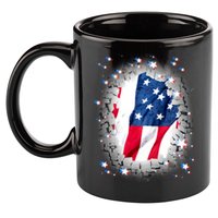 USA Torn Star American Flag 11oz C Handle Ceramic Mug