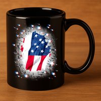 USA Torn Star American Flag 11oz C Handle Ceramic Mug