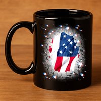 USA Torn Star American Flag 11oz C Handle Ceramic Mug