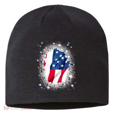 USA Torn Star American Flag Sustainable Beanie