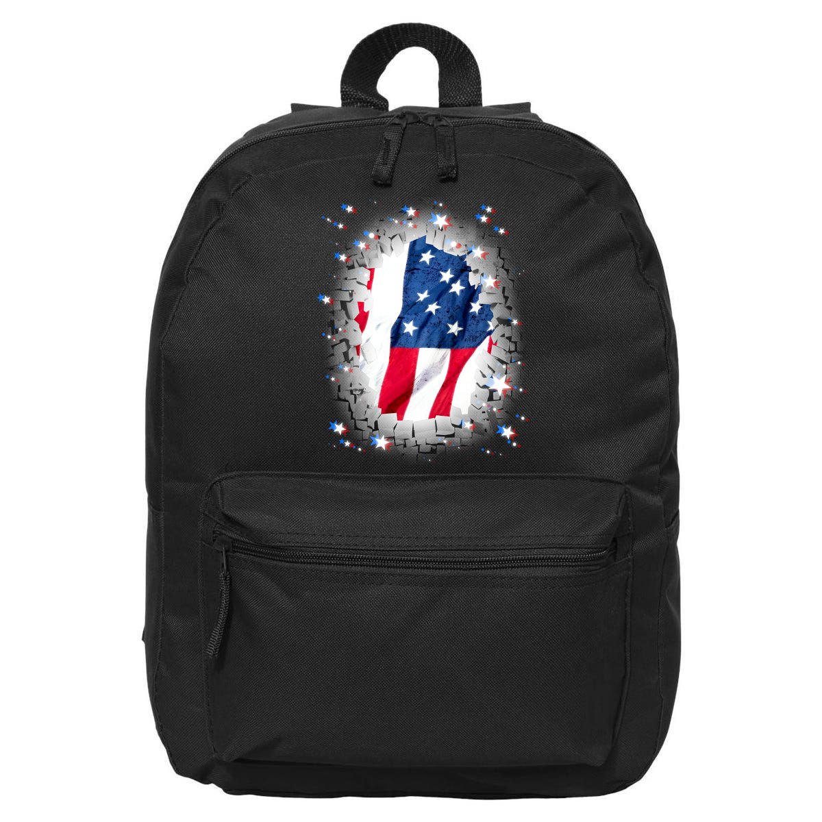 USA Torn Star American Flag 16 in Basic Backpack