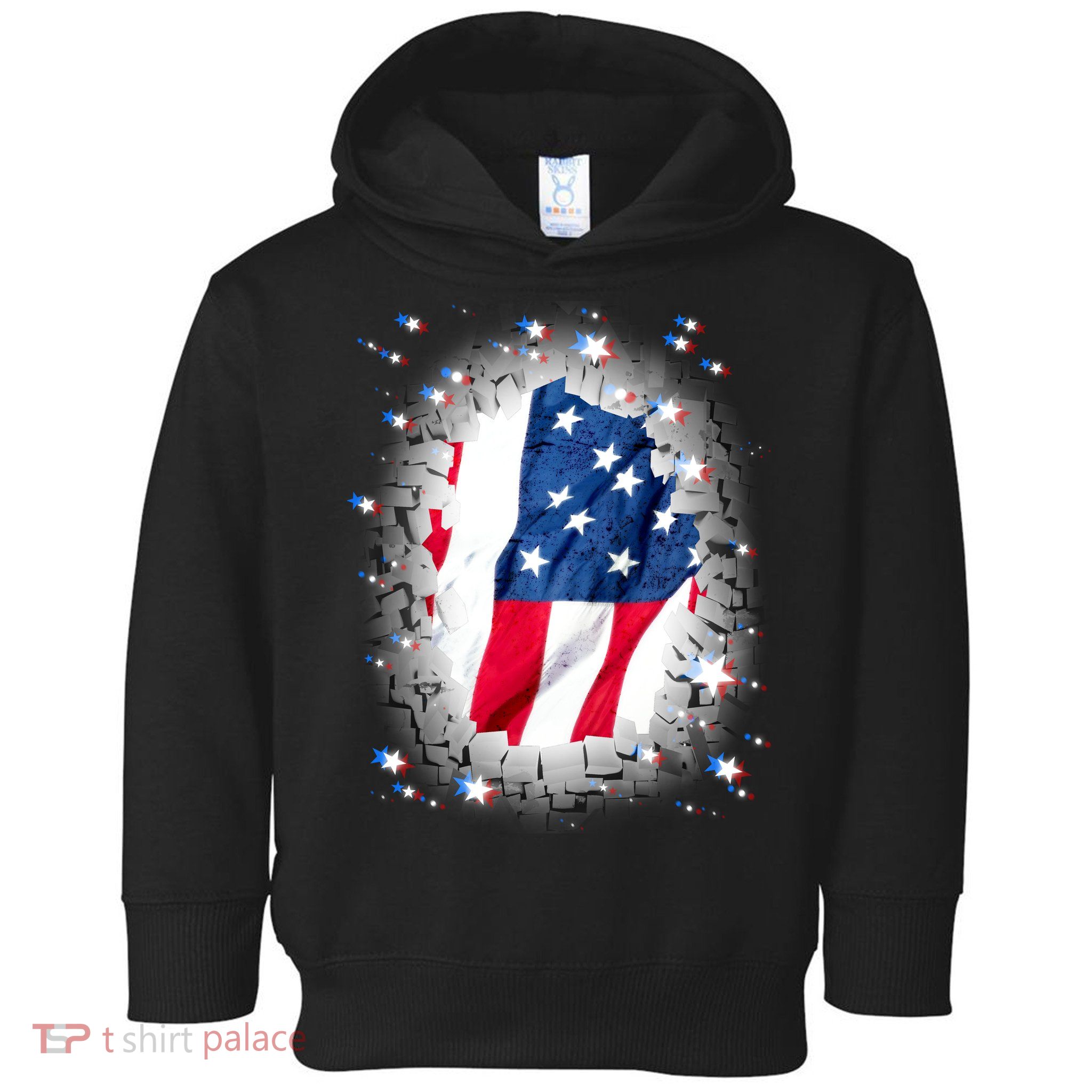 USA Torn Star American Flag Toddler Hoodie