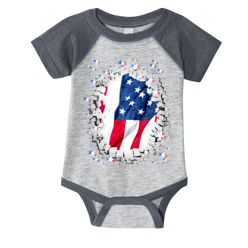 USA Torn Star American Flag Infant Baby Jersey Bodysuit