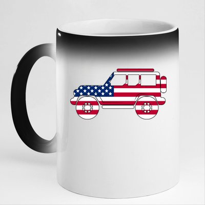 USA Truck American Flag 11oz Black Color Changing Mug