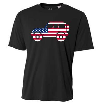 USA Truck American Flag Cooling Performance Crew T-Shirt