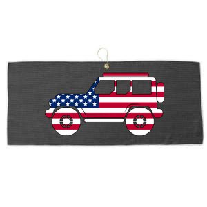 USA Truck American Flag Large Microfiber Waffle Golf Towel