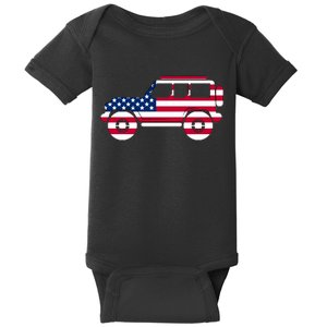 USA Truck American Flag Baby Bodysuit