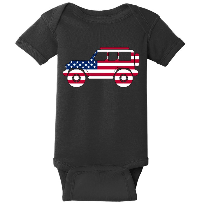 USA Truck American Flag Baby Bodysuit