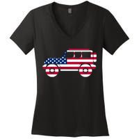 USA Truck American Flag Women's V-Neck T-Shirt