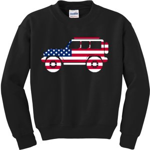 USA Truck American Flag Kids Sweatshirt