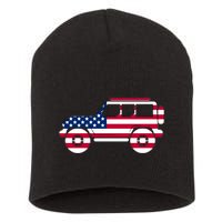 USA Truck American Flag Short Acrylic Beanie