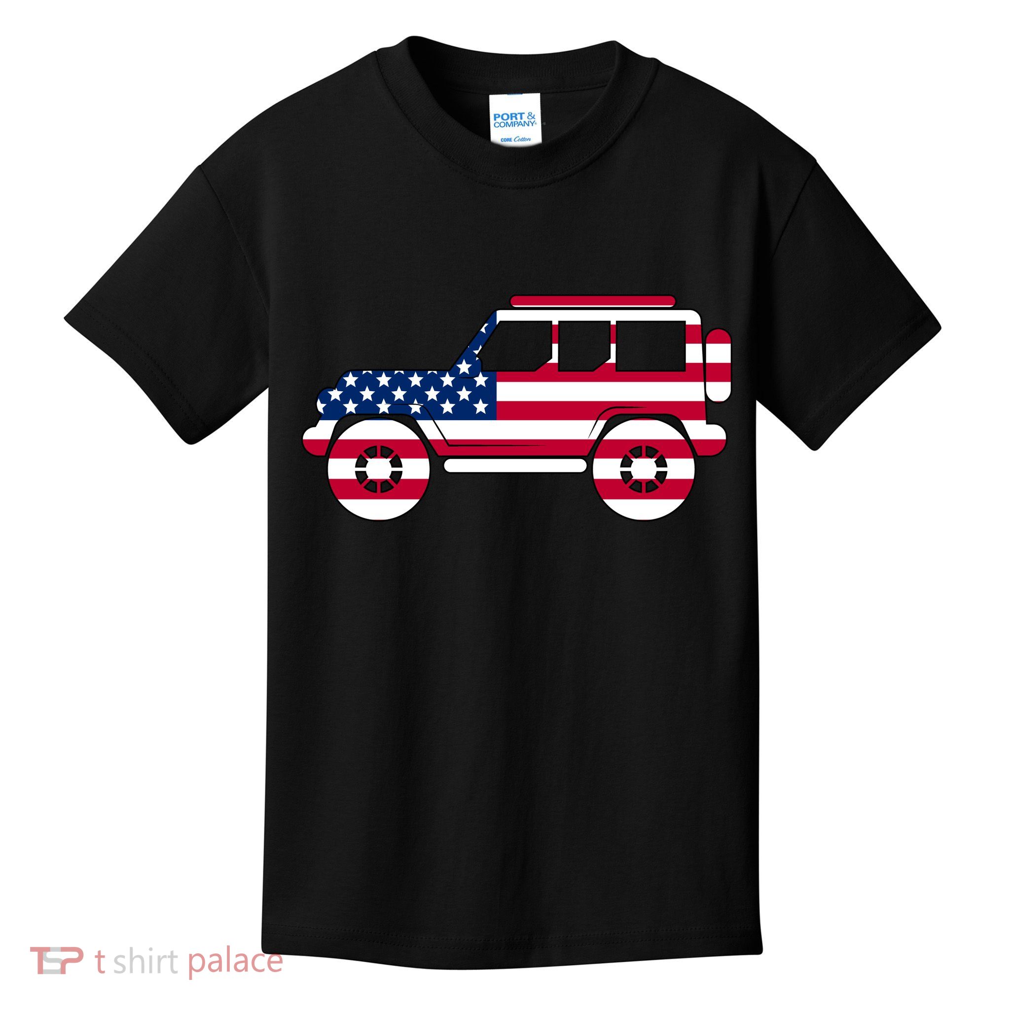 USA Truck American Flag Kids T-Shirt