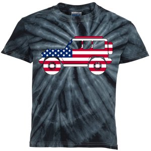 USA Truck American Flag Kids Tie-Dye T-Shirt