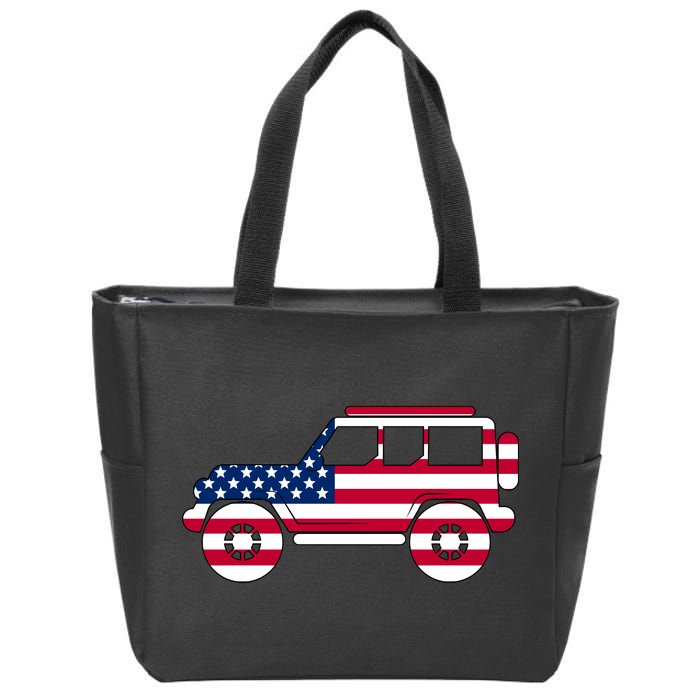 USA Truck American Flag Zip Tote Bag