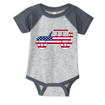 USA Truck American Flag Infant Baby Jersey Bodysuit