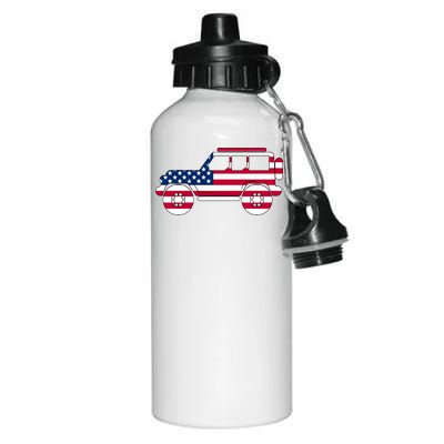 USA Truck American Flag Aluminum Water Bottle