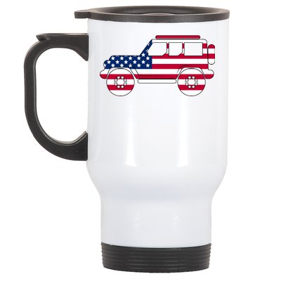 USA Truck American Flag Stainless Steel Travel Mug